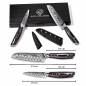 Preview: Schachtel Draufsicht Chefmesser-Damst-Messer Damastmesser Set 4er Küchenmesser Set Profi-Messer-Set sehr scharf